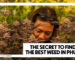 A person with sunglasses resting on their head closely inspecting frosty, purple-hued cannabis plants in a lush indoor grow room. The image serves as a promotional graphic for Phuket High, featuring the bold text overlay: "The Secret to Finding the Best Weed in Phuket."