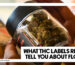 WHAT THC LABELS REALLY TELL YOU ABOUT FLOWER - A close-up of a person's hands holding a clear glass jar filled with cannabis flower alongside a printed label.